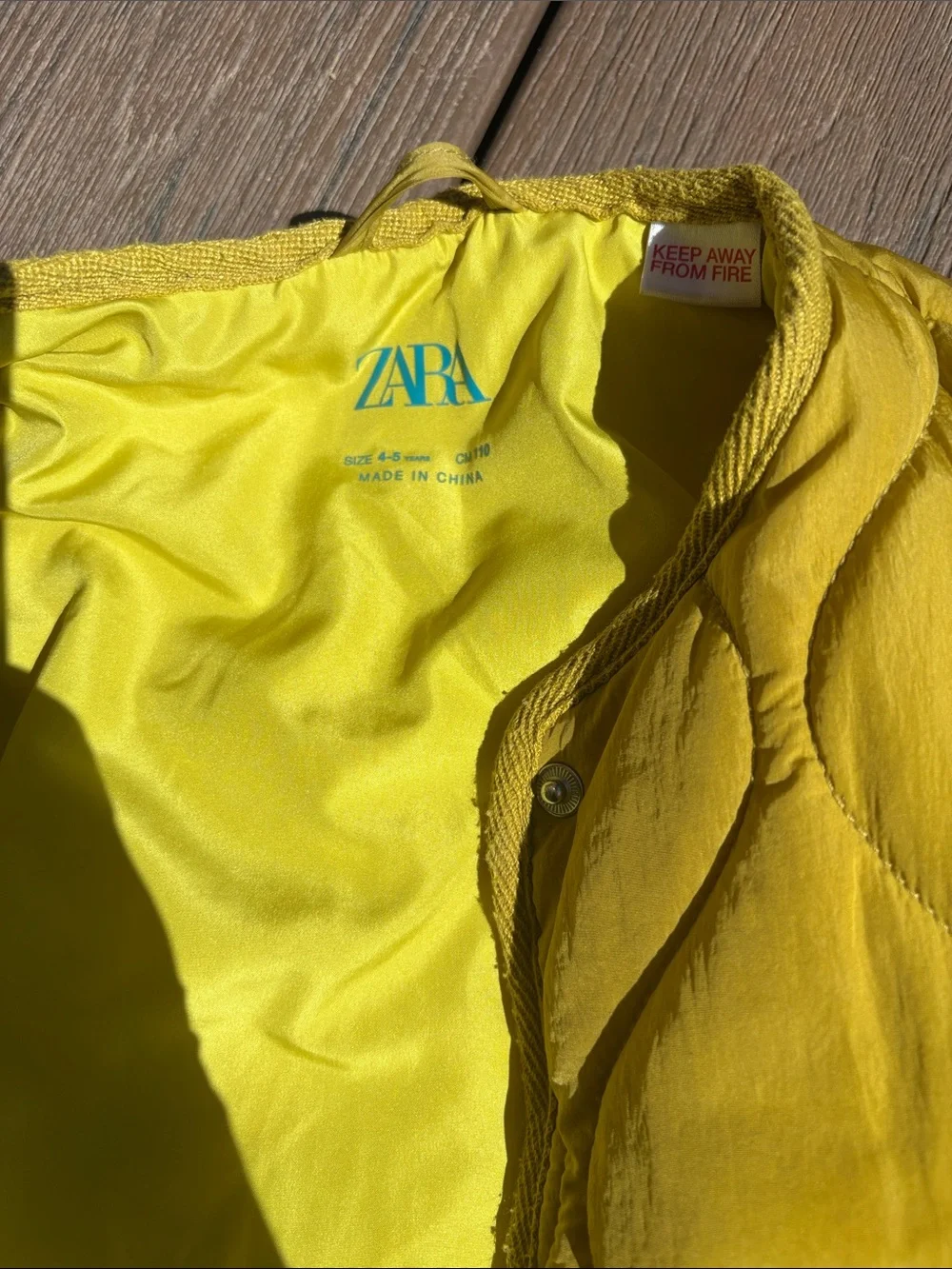 Zara Kids Quilted Puffer Jacket in Mustard Yellow